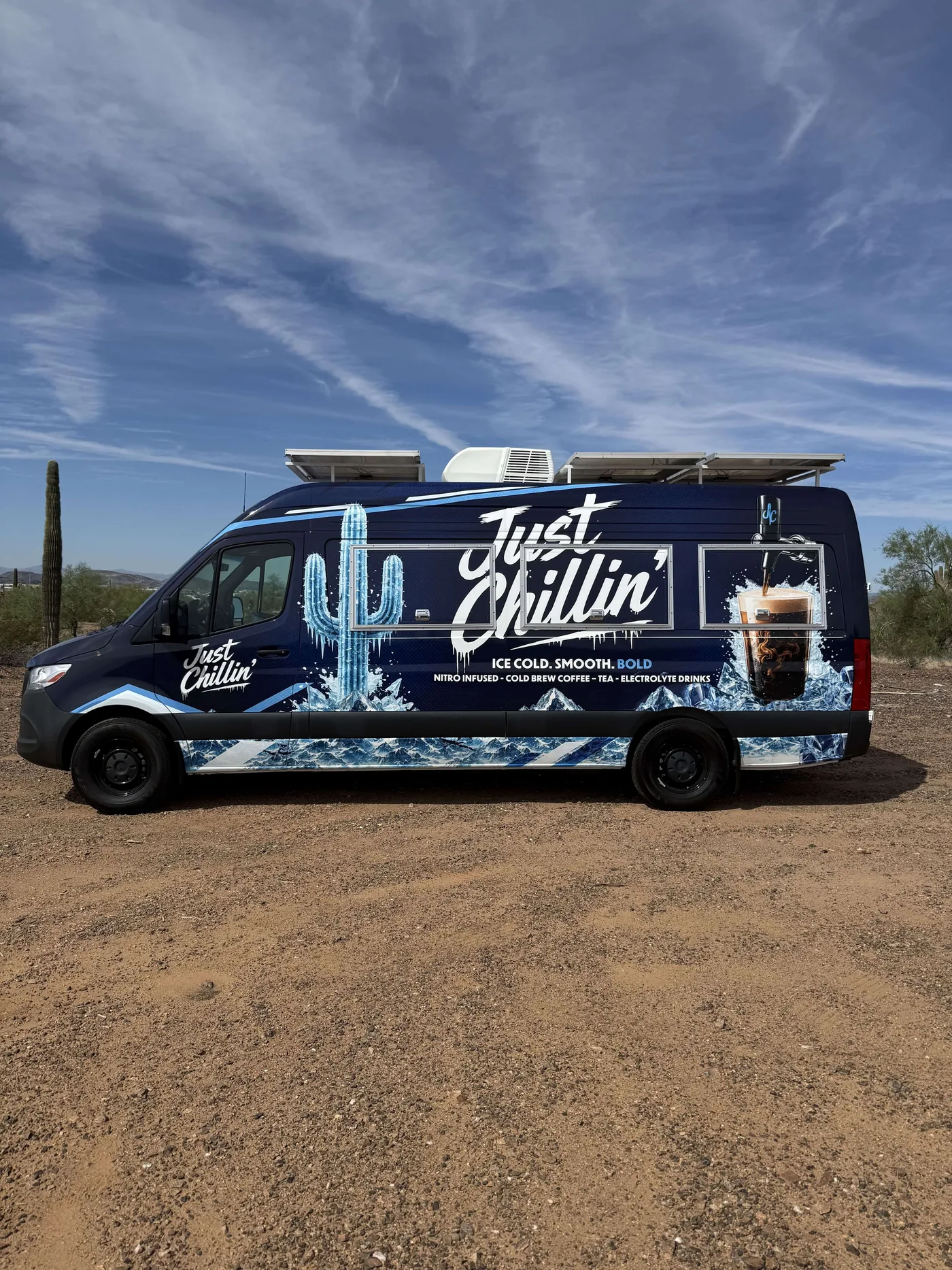 The Just Chillin' van parked on location